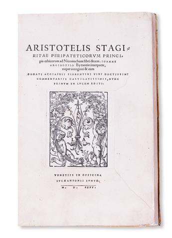 ARISTOTLE. Ethicorum ad Nicomachum libri decem.  1535